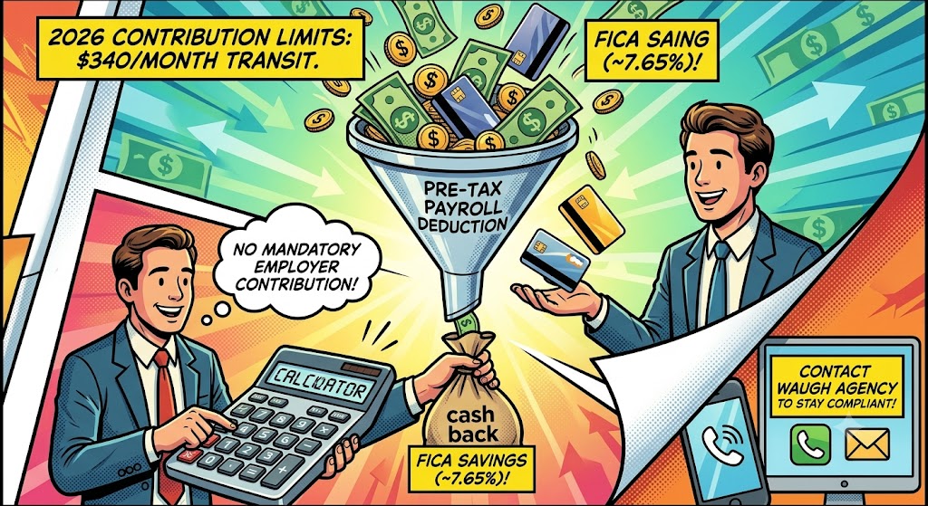 NYC Commuter Benefits Law A cartoon about the financial aspects of the NYC commuter benefits law